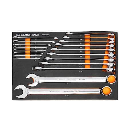19 Piece 12 Point Long Pattern Combination SAE Wrench Set