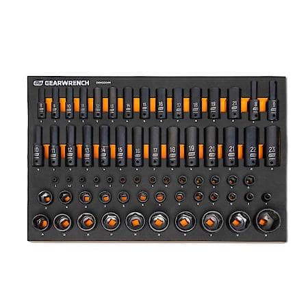 66 Piece 1/4", 3/8", 1/2" Drive 6 Point Metric, Standard & Deep, Impact Socket Set