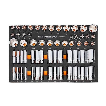 60 Piece 1/2" Drive 6 & 12 Point, Standard & Deep, SAE Chrome Socket Set