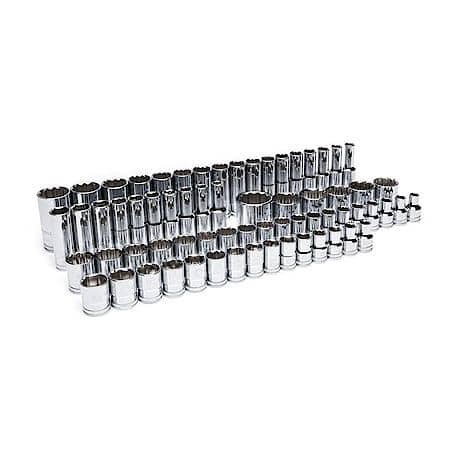 67 Piece 1/2" Drive 6 & 12 Point, Standard & Deep, Metric Chrome Socket Set