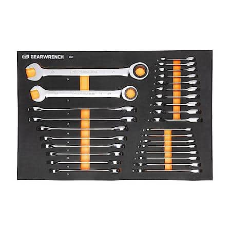 28 Piece 72-Tooth 12 Point Metric Standard & Stubby Combination Ratcheting Wrench Set