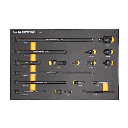 17 Piece 1/4", 3/8", 1/2" Impact Drive Tool Accessories Set with Foam Storage Tray