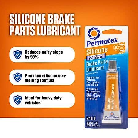Silicone Brake Parts Lubricant, Compatible with Metal, Rubber & Plastic, .5 Fl Oz.