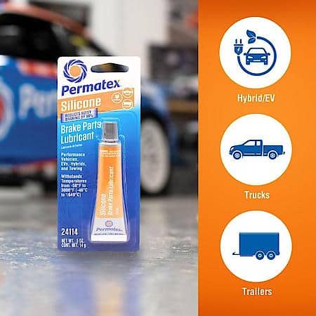 Silicone Brake Parts Lubricant, Compatible with Metal, Rubber & Plastic, .5 Fl Oz.