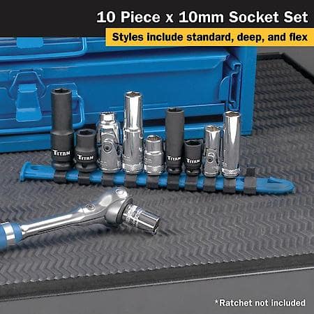 Socket Set - 1/4 and 3/8 Inch Drive, 10mm, 10-Piece