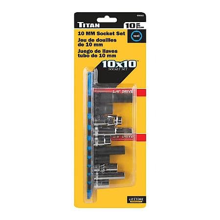 Socket Set - 1/4 and 3/8 Inch Drive, 10mm, 10-Piece