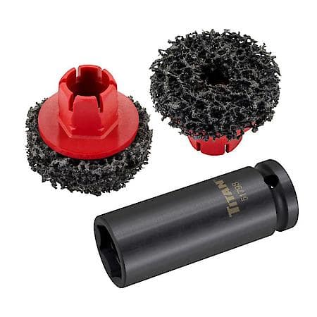 Wheel Hub Cleaning Kit - 1/2 Inch Drive, Abrasive Pads, Removes Rust