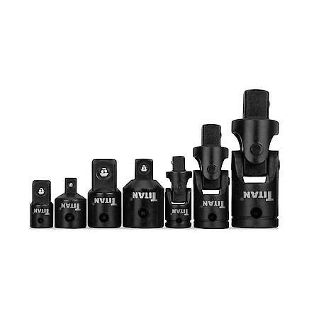 Adapter and Universal Joint Set -1/4 3/8 and 1/2 Inch Drive, Corrosion Resistant, 7-Piece