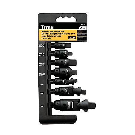 Adapter and Universal Joint Set -1/4 3/8 and 1/2 Inch Drive, Corrosion Resistant, 7-Piece