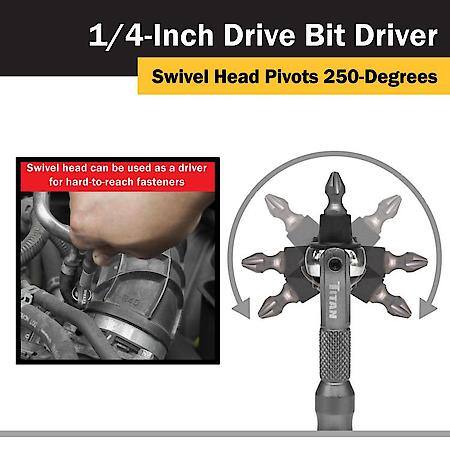 Bit Driver - 1/4 Inch Drive, Micro, Swivel, Reversible, 90-tooth