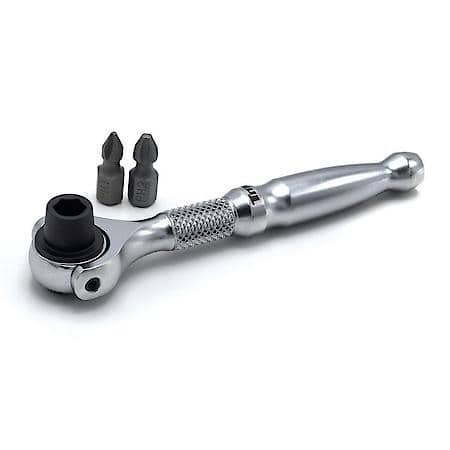 Bit Driver - 1/4 Inch Drive, Micro, Swivel, Reversible, 90-tooth