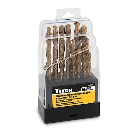 Drill Bit Set - Titanium Coated, Storage Case, 22-Piece