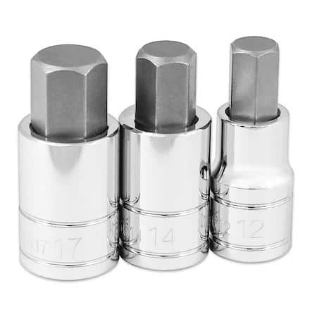 Hex Bit Socket Set - 1/2 Inch Drive, Metric, 3-Piece