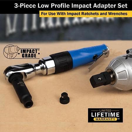 Socket Adapter Set - Increasing Sizes, Low Profile, Impact, 3-Piece