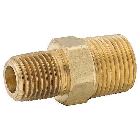 Hex Nipple, Br, 3/8 Nptm, 1/4 Nptm, Bag