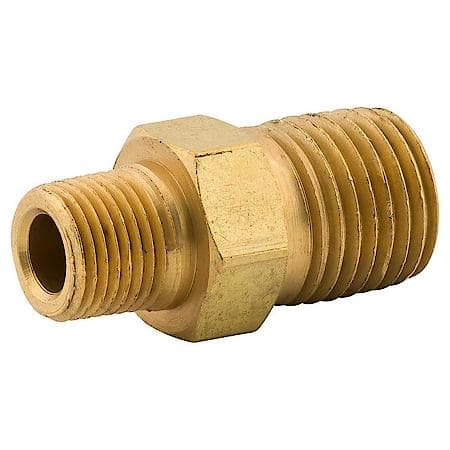 Hex Nipple, Br, 1/4 Nptm, 1/8 Nptm, Bag