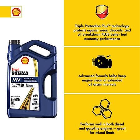 T6 5W-30 Full Synthetic Engine Oil, Improves Fuel Economy, 1 Gallon