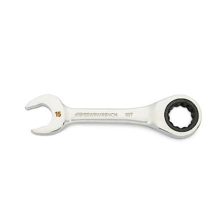 15mm 90-Tooth 12 Point Stubby Combination Ratcheting Wrench