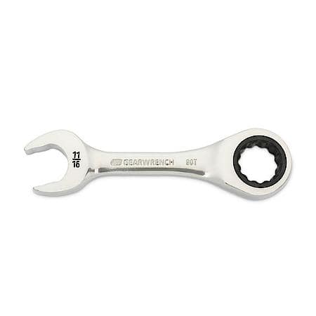 11/16" 90-Tooth 12 Point Stubby Combination Ratcheting Wrench