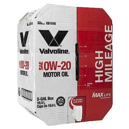 High Mileage MaxLife 0W-20 Synthetic Blend Motor Oil, Fights Engine Wear, 5 Gallon