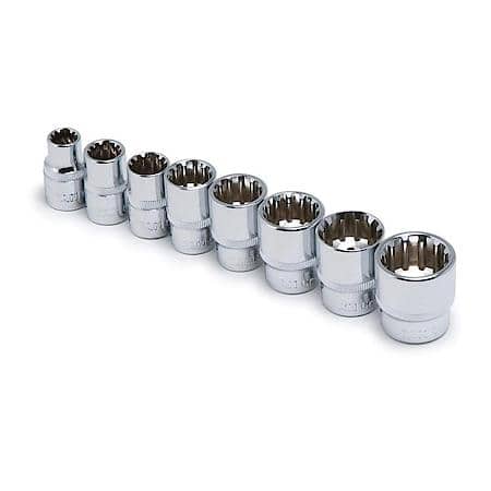 Spline Socket Set - 3/8 Inch Drive, Metric, Multi-Fastener Fit, 8-Piece