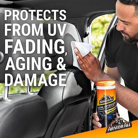 Total Interior Detailer and Protectant Wipes, with UV Protection and Spring Air Scent, 25 Count