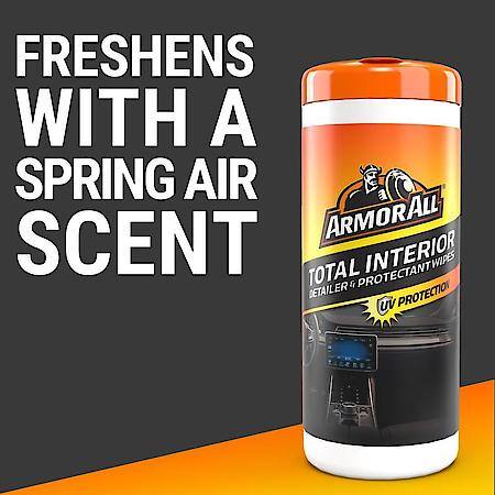 Total Interior Detailer and Protectant Wipes, with UV Protection and Spring Air Scent, 25 Count