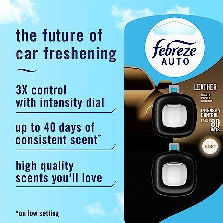 Car Vent Clip Air Freshener, Leather Scent, 2 Pack