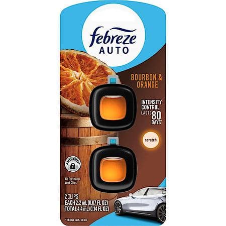 Car Vent Clip Air Freshener, Bourbon Orange, 2ct.