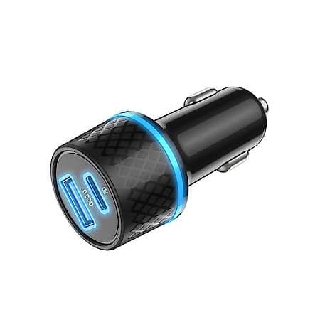 12V Socket Adapter: Car Charger, USB-A and USB-C Charging Ports, 48W
