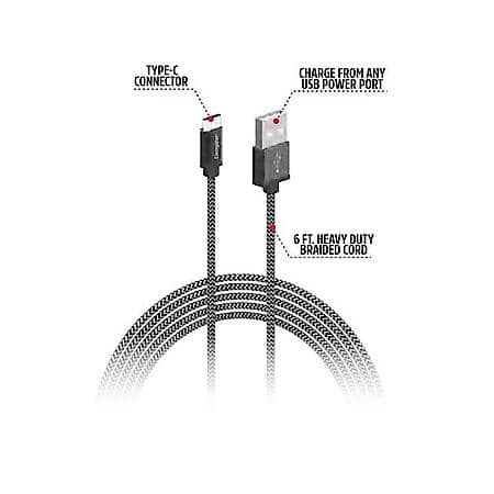 6ft USB-C to USB-A Charging Cable: Braided Type-C to USB Phone Charger, 6' Cord