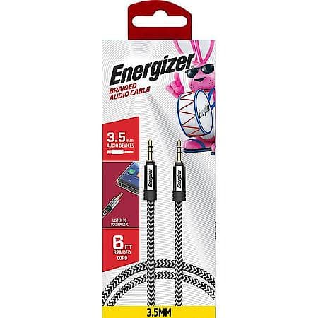 6ft AUX Cable: 3.5mm Audo Cable, 6' Braided AUX Cord, Black & White