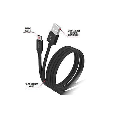 10ft USB-C to USB-A Charging Cable: Braided Type-C to USB Extra Long Phone Charger, 10' Cord