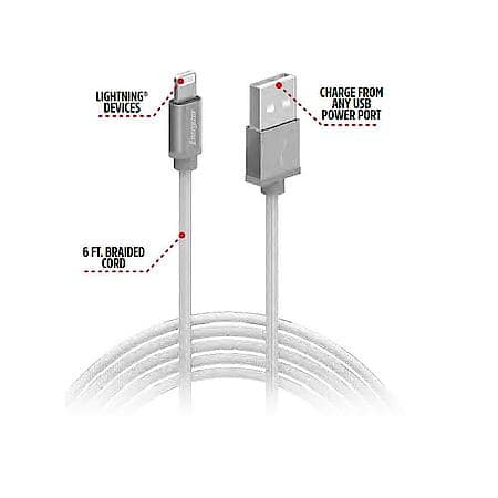 6ft Lightning to USB-A Charging Cable: USB to lightning iPhone Charger, 6' Cord, White