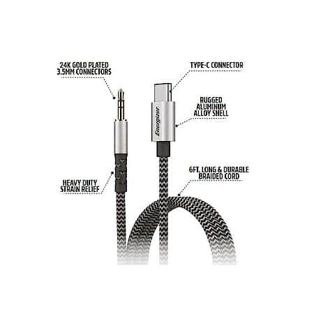 6ft USB-C to 3.5mm AUX Cable: 3.5mm Audio to Type-C Cable, 6 ft Braided AUX Cord
