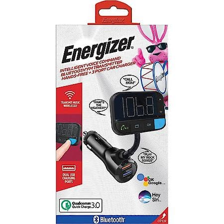 12V Bluetooth FM Transmitter & Car Charger: Hands Free Voice Command, USB-A and USB-C Charging Ports