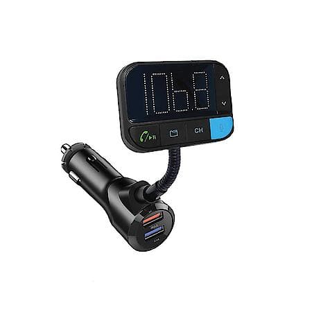 12V Bluetooth FM Transmitter & Car Charger: Hands Free Voice Command, USB-A and USB-C Charging Ports