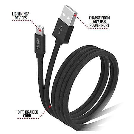 10ft Lightning to USB-A Charging Cable: USB to lightning iPhone Charger, Extra Long 10' Cord