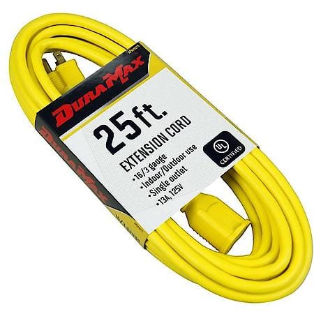 25 ft Extension Cord: Indoor/Outdoor Use with 3┬┐Prong Grounded Outlet