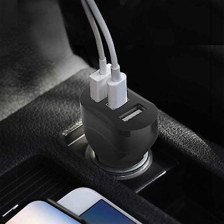 12V Socket Adapter: Car Charger, Dual USB-A and USB-C Charging Ports, 37W
