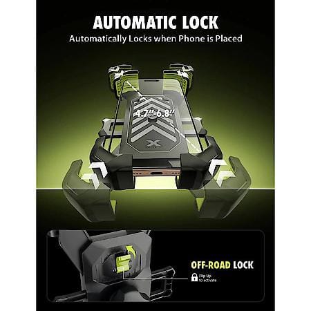 XVenture X-Lock Handlebar Mount: Shockproof Grip System, Phone Mount