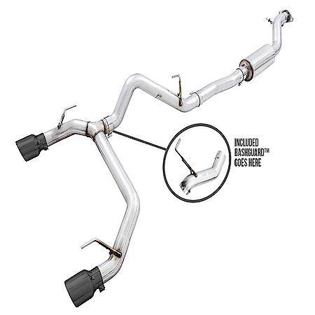 Exhaust System Kit: T304L SS; Without Muffler; Single Exhaust With Dual Exits, With Bashguard