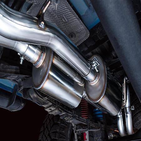 Exhaust System Kit: SS; With Muffler; Dual Exhaust With Dual Outlet; Side Exit, With BashGuard