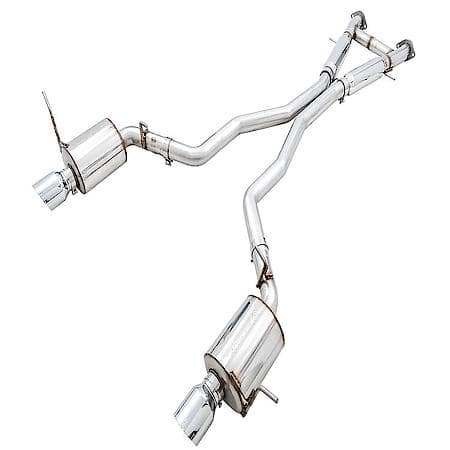 Exhaust System Kit: SS; With Muffler; Dual Exhaust; Rear Exit; 5 Inch Chrome Silver Tips