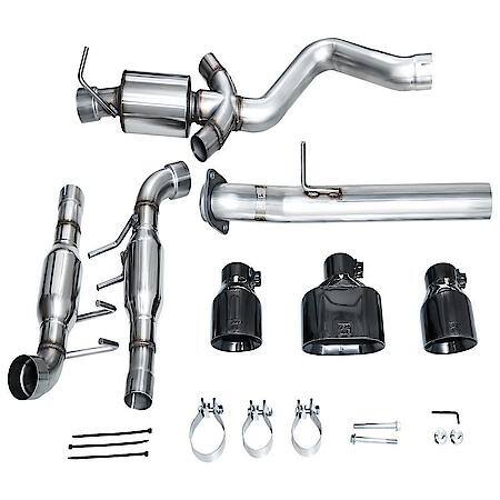 Exhaust System Kit: SS; With Muffler; Single Exhaust With Triple Exit; Rear Exit; Diamond Black Tip