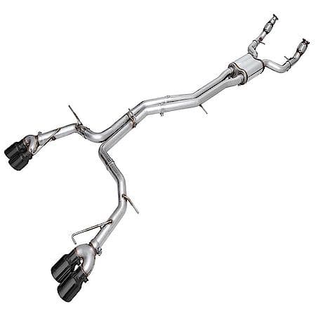 Exhaust System Kit: SS; With Muffler; Dual Exhaust With Quad Outlet; Rear Exit; Diamond Black Tips