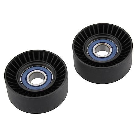 Belt Tensioner Pulley Set, Pair of tensioner pulleys, bolts, washers, and caps