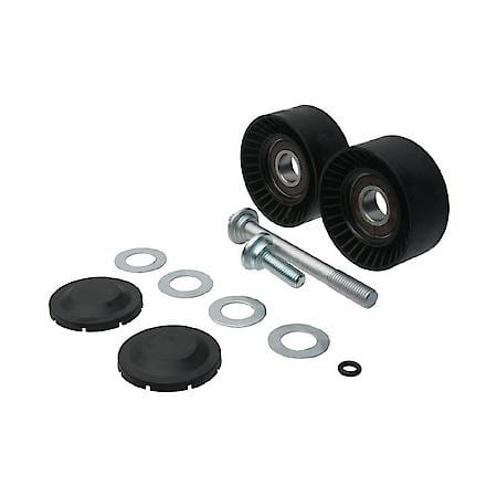 Belt Tensioner Pulley Set, Pair of tensioner pulleys, bolts, washers, and caps