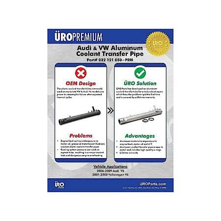 Aluminum Coolant Transfer Pipe, Water pump to t-stat housing; Aluminum