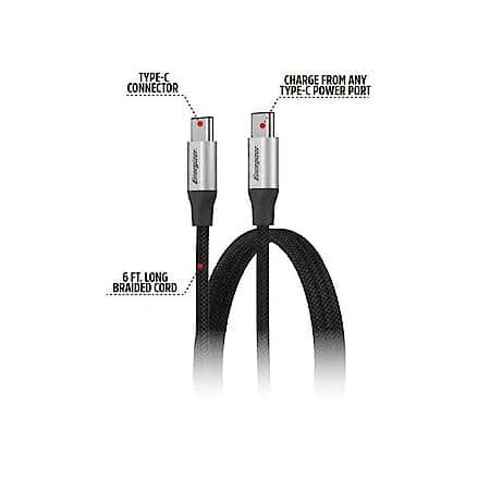 6ft USB-C to USB-C Charging Cable: Braided Type-C to Type-C Phone Charger, 6' Cord